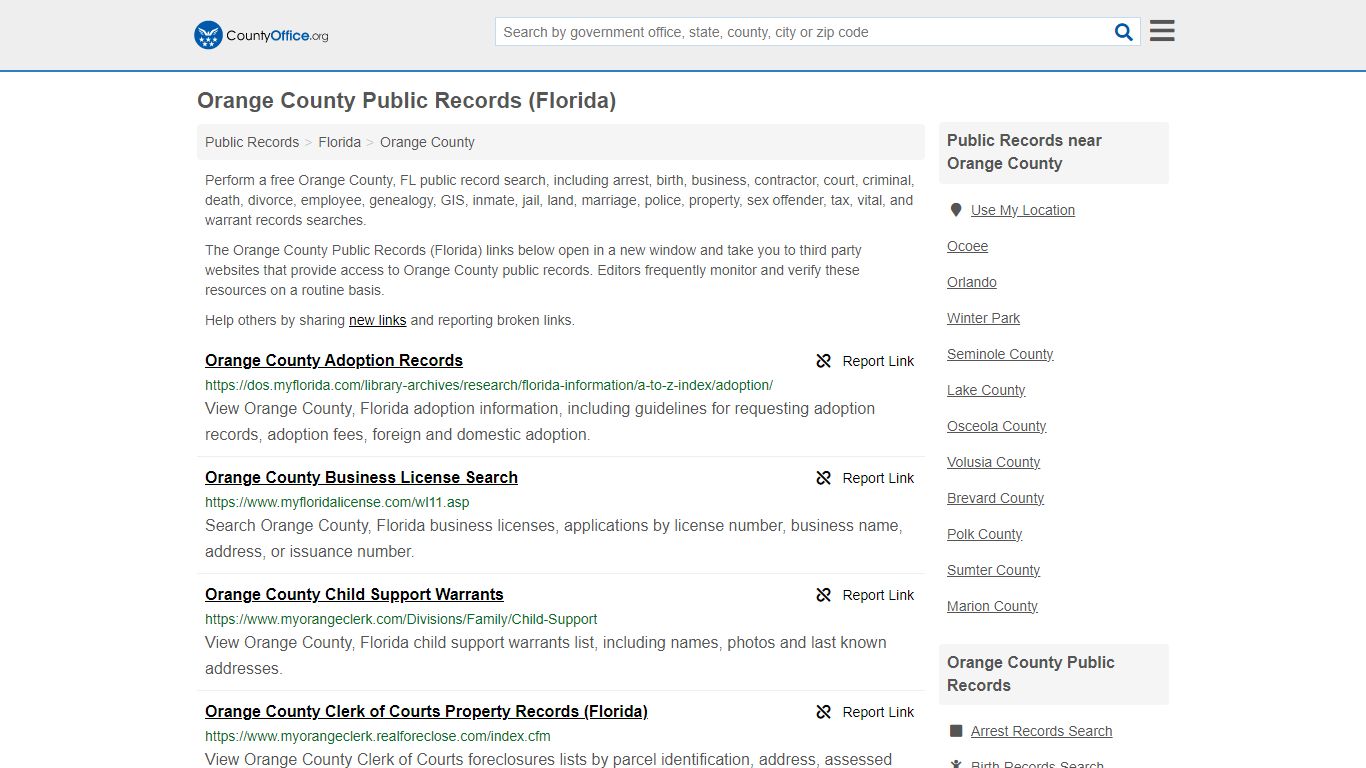 Public Records - Orange County, FL (Business, Criminal, GIS, Property ...